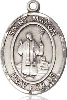 Extel Large Oval Pewter St. Maron Medal, Made in USA