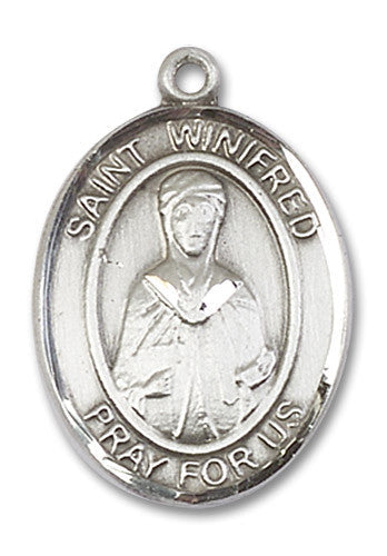 Extel Large Oval Sterling Silver St. Winifred of Wales Medal, Made in USA