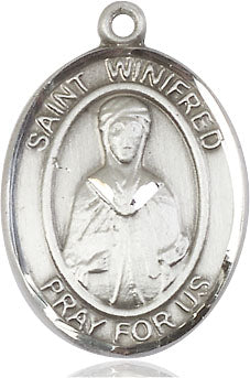 Extel Large Oval Sterling Silver St. Winifred of Wales Medal, Made in USA