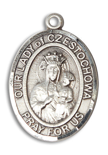 Extel Large Oval Sterling Silver Our Lady of Czestochowa Medal