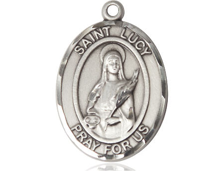 Extel Large Oval Pewter St. Lucy Medal, Made in USA