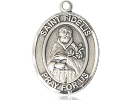 Extel Large Oval Pewter St. Fidelis Medal, Made in USA