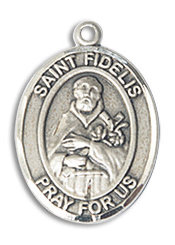 Extel Large Oval Sterling Silver St. Fidelis Medal, Made in USA