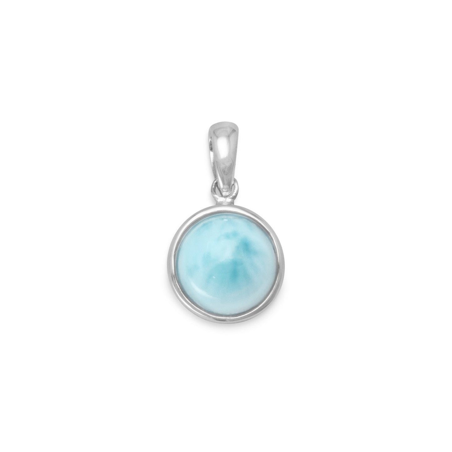 Extel Rhodium Plated Round Larimar Pendant