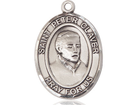 Extel Large Oval Pewter St. Peter Claver Medal, Made in USA