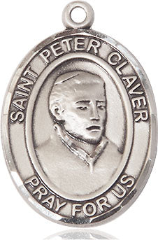 Extel Large Oval Sterling Silver St. Peter Claver Medal, Made in USA