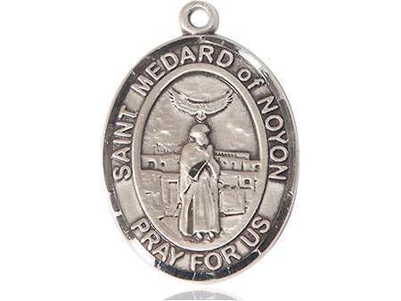 Extel Large Oval Pewter St. Medard of Noyon Medal, Made in USA