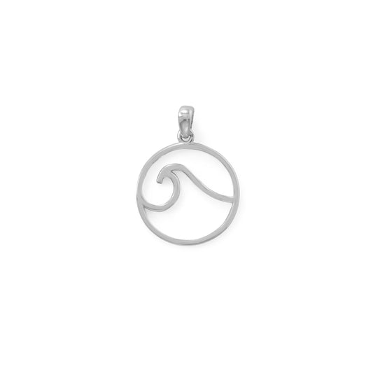 Extel Rhodium Plated Outline Wave Pendant