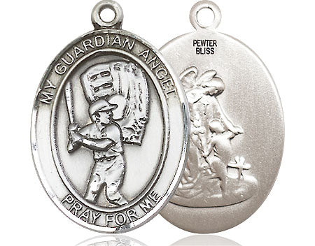 Extel Large Pewter Guardian Angel Baseball Medal Pendant Necklace Charm for Baseball Player