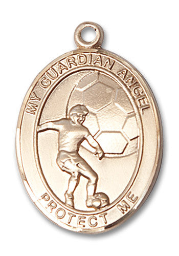 Extel Large 14kt Gold Filled Guardian Angel Soccer Medal Pendant Necklace Charm for Soccer Player