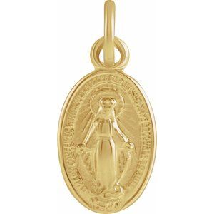 Extel Small 14K Yellow Gold Womens Religious Catholic Miraculous Medal Pendant Charm