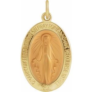 Extel Medium 14K Yellow Gold Mens Womens Religious Catholic Miraculous Medal Pendant Charm