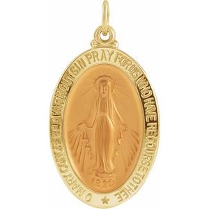 Extel Medium 14K Yellow Gold Mens Womens Catholic Medal Charm