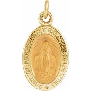 Extel Small 14K Yellow Gold Womens Religious Catholic Miraculous Medal Pendant Charm