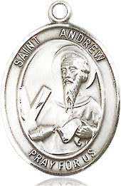 Extel Medium Oval Pewter St. Andrew the Apostle Medal, Made in USA