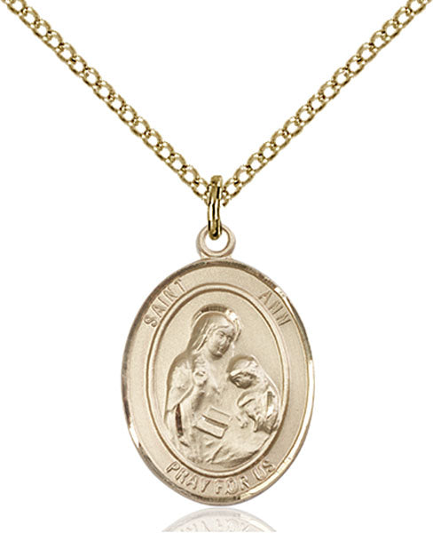 Extel Medium Oval  14kt Gold Filled St. Ann Pendant with 18" chain, Made in USA