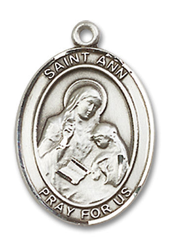 Extel Medium Oval Sterling Silver St. Ann Medal, Made in USA