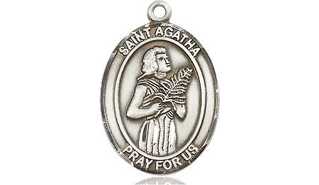 Extel Medium Oval Pewter St. Agatha Medal, Made in USA