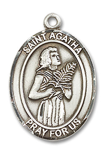 Extel Medium Oval Sterling Silver St. Agatha Medal, Made in USA