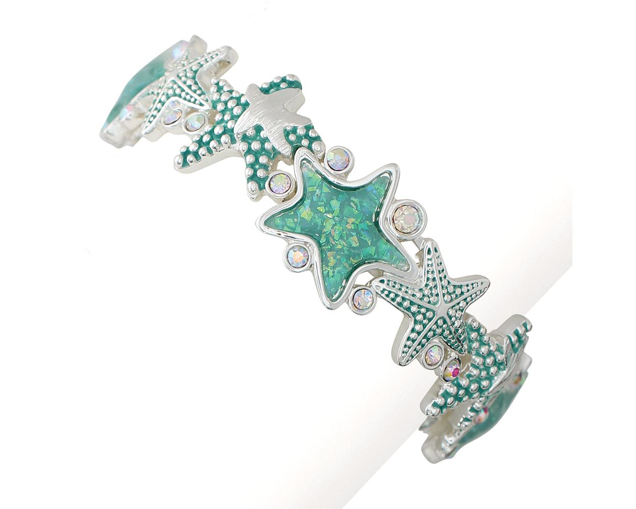 Periwinkle Sea-Green Starfish With Crystals Bracelet