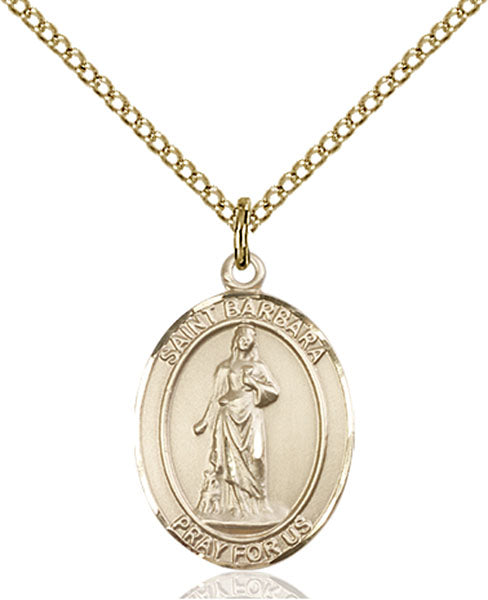 Extel Medium Oval  14kt Gold Filled St. Barbara Pendant with 18" chain, Made in USA