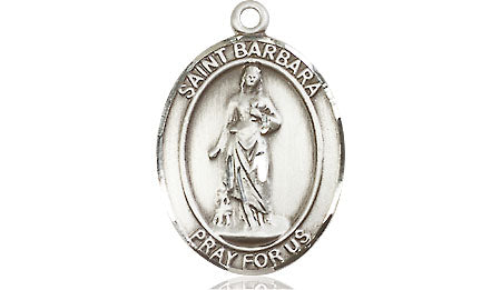 Extel Medium Oval Pewter St. Barbara Medal, Made in USA