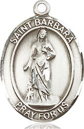 Extel Medium Oval Pewter St. Barbara Medal, Made in USA