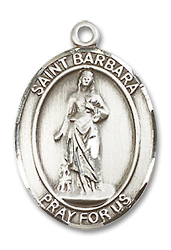 Extel Medium Oval Sterling Silver St. Barbara Medal, Made in USA