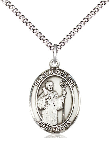 Extel Medium Oval Pewter St. Augustine Pendant with 18" chain, Made in USA