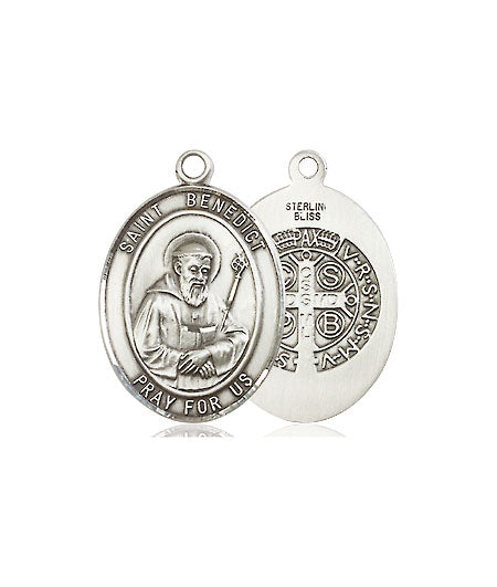 Extel Medium Oval Pewter St. Benedict Medal, Made in USA