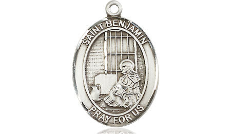 Extel Medium Oval Pewter St. Benjamin Medal, Made in USA