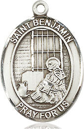 Extel Medium Oval Pewter St. Benjamin Medal, Made in USA