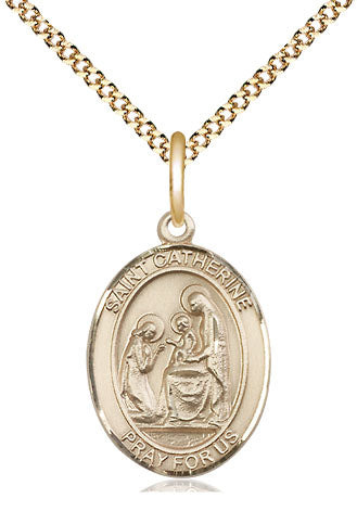 Extel Medium Oval  14kt Gold Filled St. Catherine of Siena Pendant with 18" chain, Made in USA