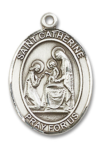 Extel Medium Oval Sterling Silver St. Catherine of Siena Medal, Made in USA