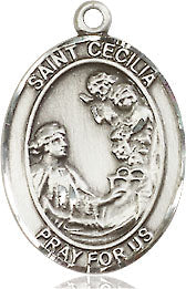 Extel Medium Oval Pewter St. Cecilia Medal, Made in USA