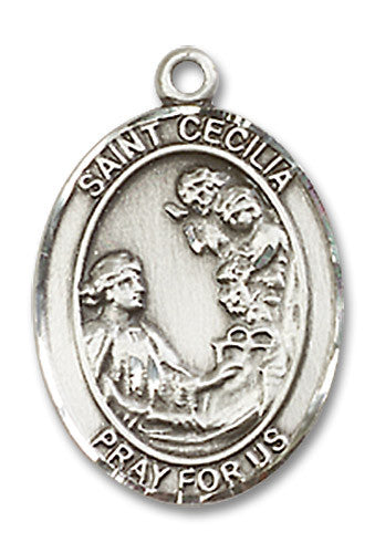 Extel Medium Oval Sterling Silver St. Cecilia Medal, Made in USA