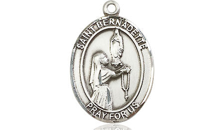 Extel Medium Oval Pewter St. Bernadette Medal, Made in USA