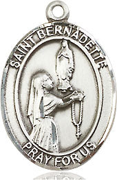 Extel Medium Oval Pewter St. Bernadette Medal, Made in USA