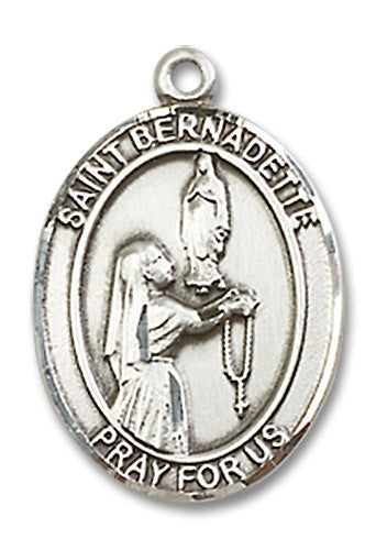 Extel Medium Oval Sterling Silver St. Bernadette Medal, Made in USA