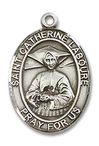 Extel Medium Oval Sterling Silver St. Catherine Laboure Medal, Made in USA