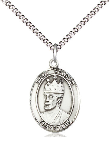 Extel Medium Oval Pewter St. Edward the Confessor Pendant with 18" chain, Made in USA