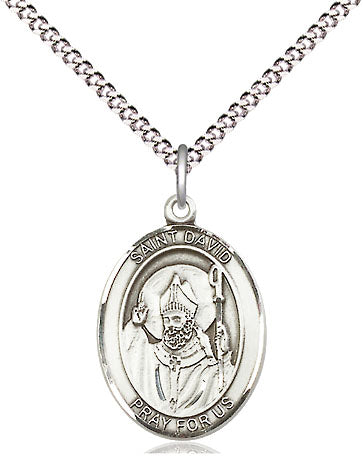 Extel Medium Oval Pewter St. David of Wales Pendant with 18" chain, Made in USA