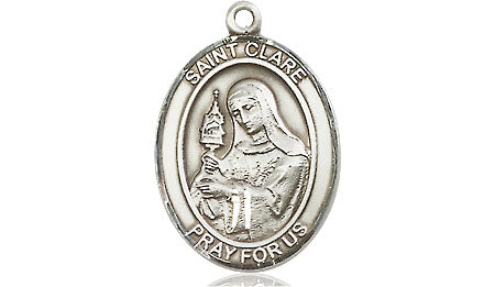 Extel Medium Oval Pewter St. Clare of Assisi Medal, Made in USA