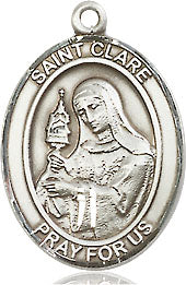 Extel Medium Oval Pewter St. Clare of Assisi Medal, Made in USA