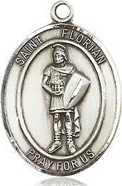 Extel Medium Oval Pewter St. Florian Medal, Made in USA