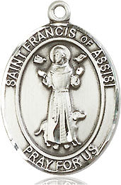 Extel Medium Oval Pewter St. Francis of Assisi Medal, Made in USA