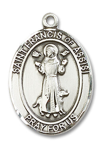 Extel Medium Oval Sterling Silver St. Francis of Assisi Medal, Made in USA