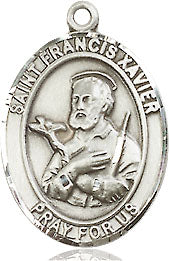 Extel Medium Oval Pewter St. Francis Xavier Medal, Made in USA