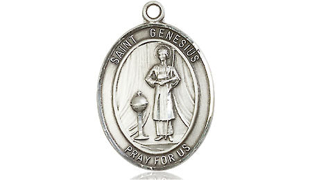 Extel Medium Oval Pewter St. Genesius of Rome Medal, Made in USA