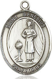 Extel Medium Oval Pewter St. Genesius of Rome Medal, Made in USA